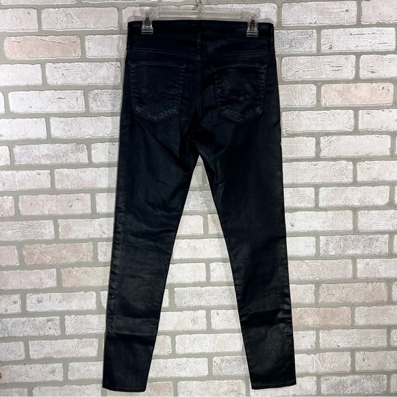 Ag NWOT Farrah High Rise Skinny Ankle Leatherette Jeans in Super Black Size 27 - Picture 8 of 11